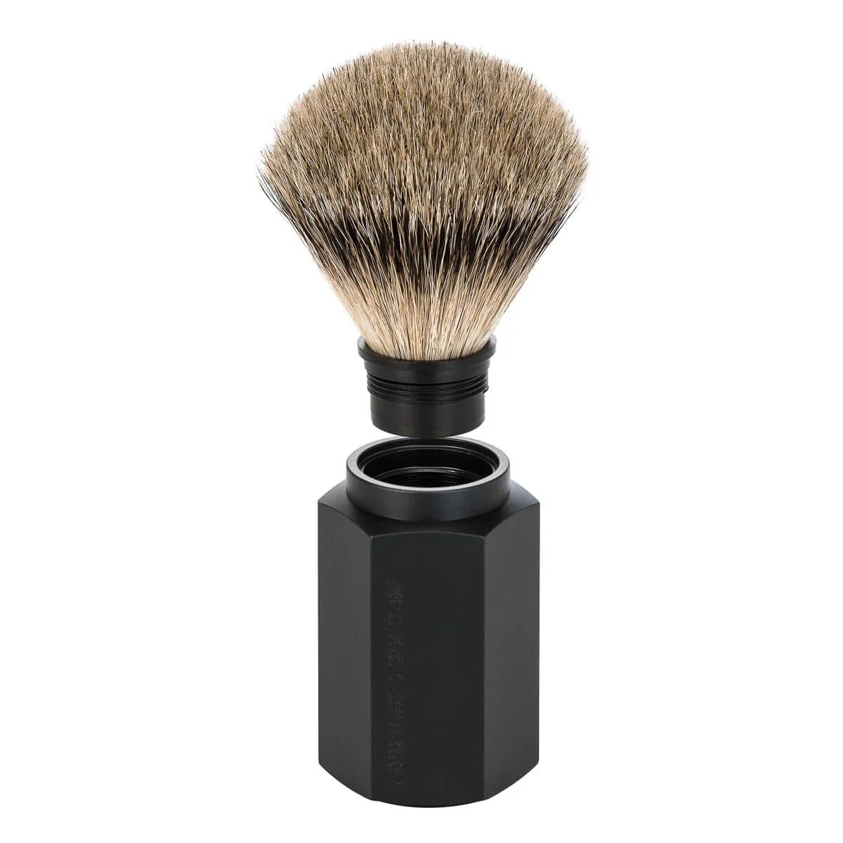 Mark Braun Silvertip Badger rakborste, 21 mm, Hexagon, Aluminium Graphite - Bild 3