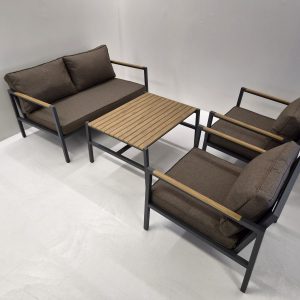 CAP Soffgrupp 2-sits inkl bord Antracit/Brun