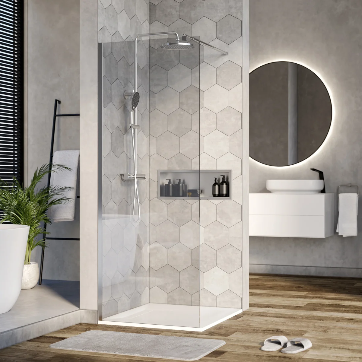 Duschvägg Walk-In Nano äkta glas EX101