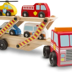 Melissa & Doug leksakslastbil med fyra utryckningsfordon