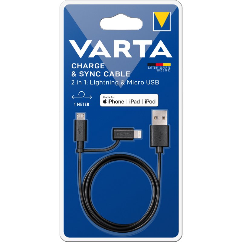 Laddkabel lightning och micro-USB 1 meter - Bild 3