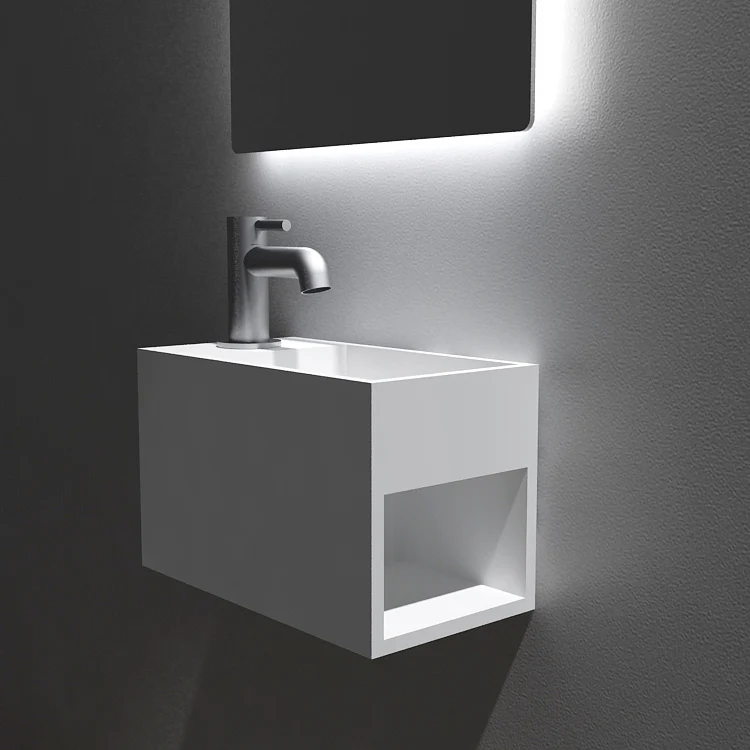 Vägghängt tvättställ PB2046 av mineralgjutet - 33 x 18 x 20,5 cm - Bild 3